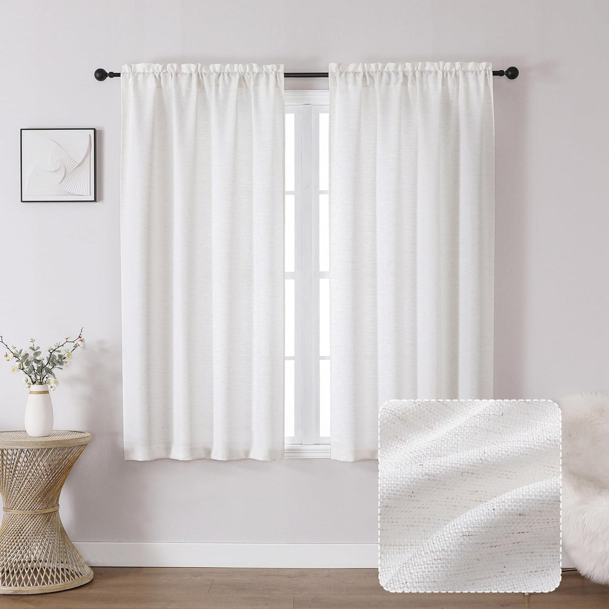 Chyhomenyc 2 Panels White Kitchen Curtains 36 Inch Length Tier Curtain