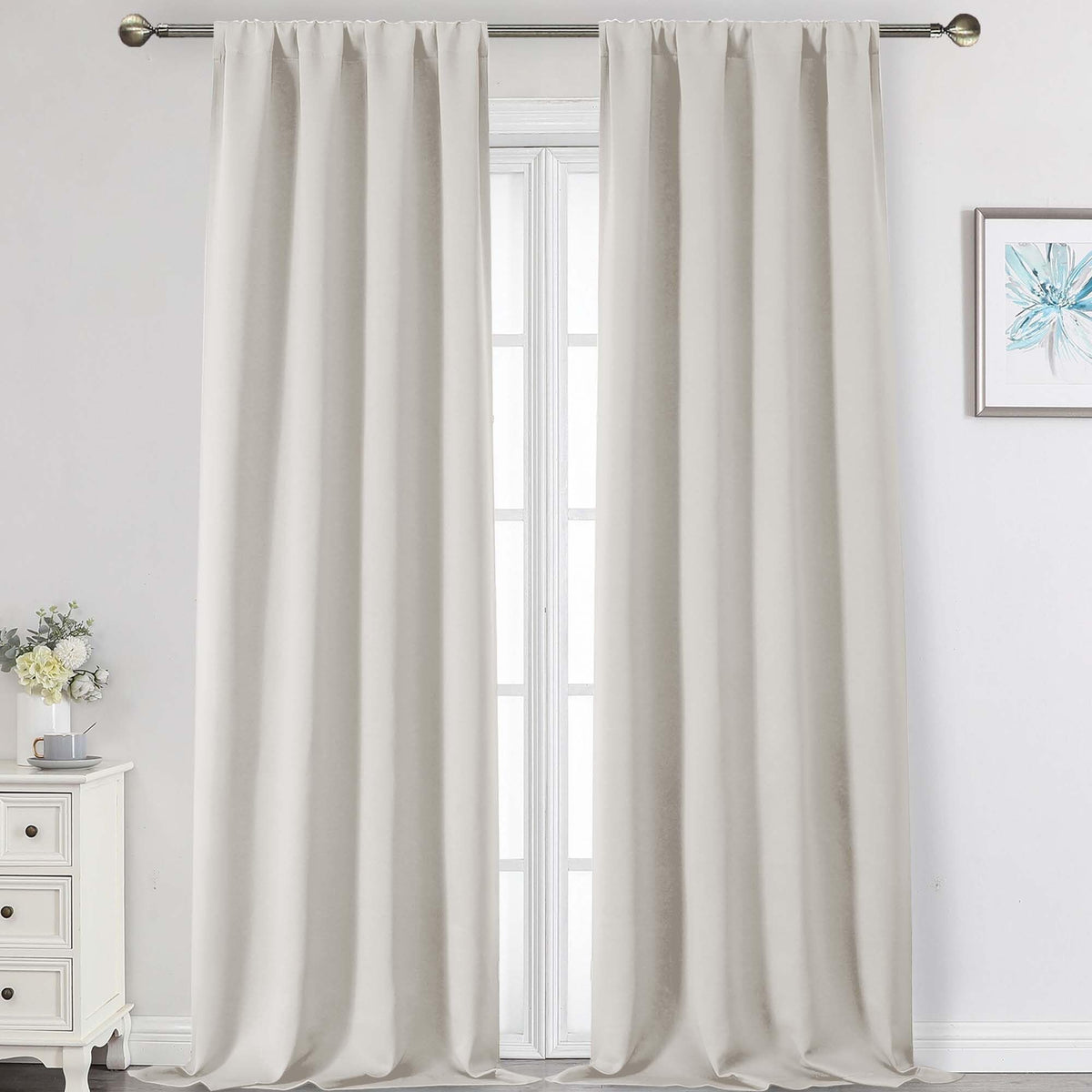 Black Cafe Blackout Curtains 36 Inch Length 2 Panels Set, Soft Solid Thermal Insulated Room Darkening Small Window Curtains for Kitchen Bathroom Basement, Black, Each, 40" Wx36 L