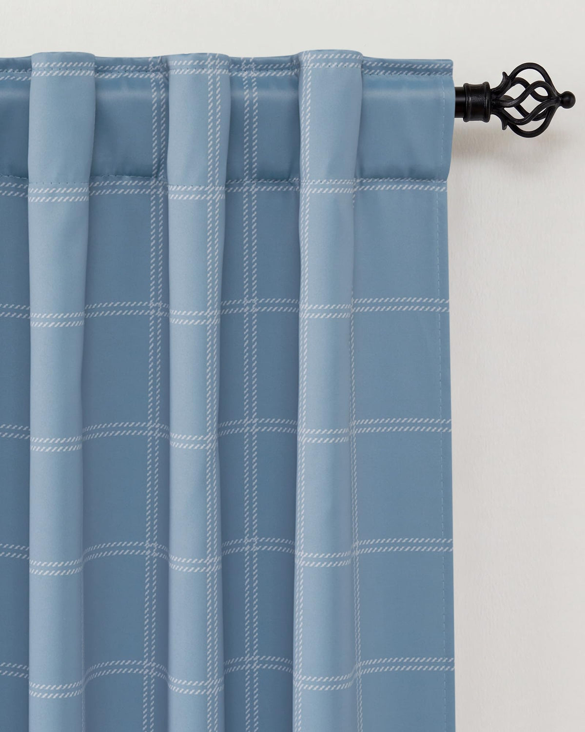 NICETOWN Olive Green Farmhouse Gingham Tiers Kitchen 100% Blackout Curtains