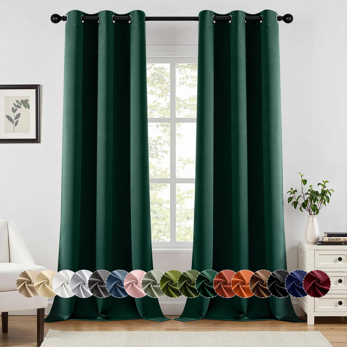 MIULEE Blackout Curtains for Bedroom 2 Panels 40 x 63 Inch Long Black