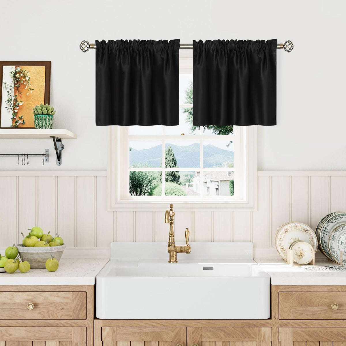 BGment Black Blackout Curtains 40 Inches Long for Kitchen Window 2 Panels