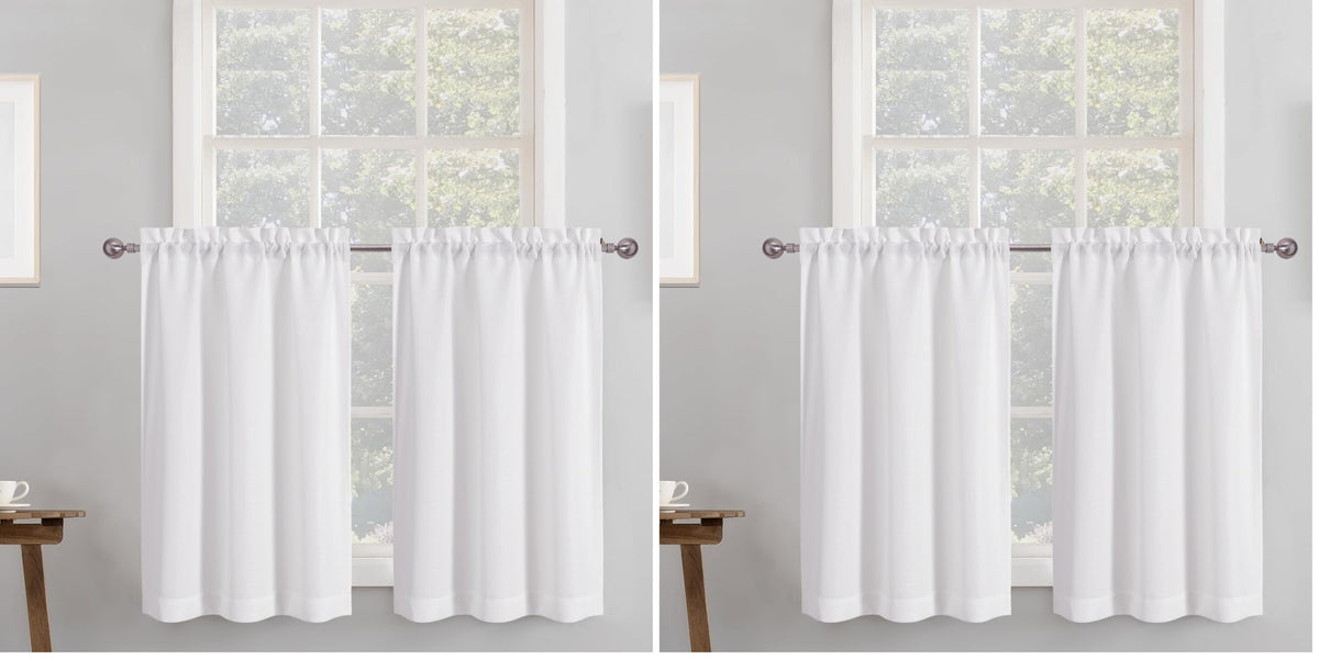 Chyhomenyc 2 Panels White Kitchen Curtains 36 Inch Length Tier Curtain