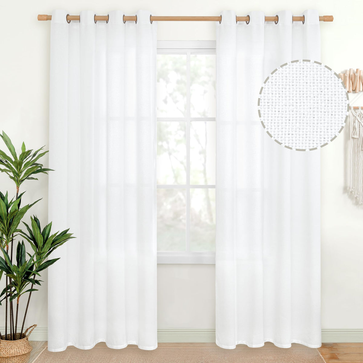 YoungsTex Linen Kitchen Window Curtains 40 Inch Length 2 Panels