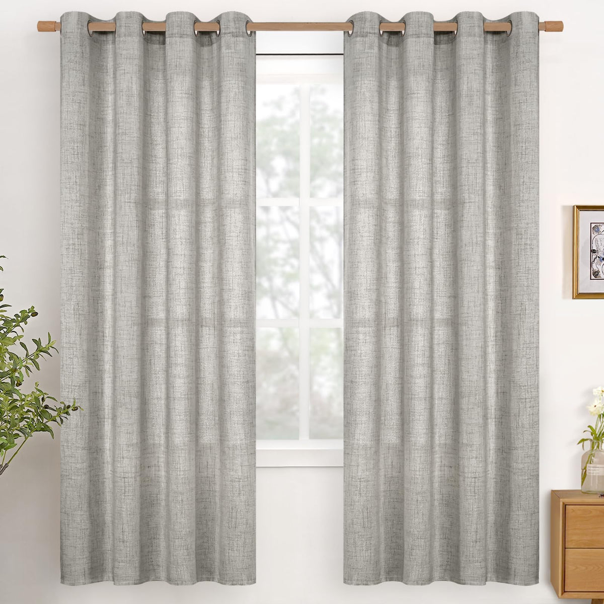 YoungsTex Linen Kitchen Window Curtains 40 Inch Length 2 Panels