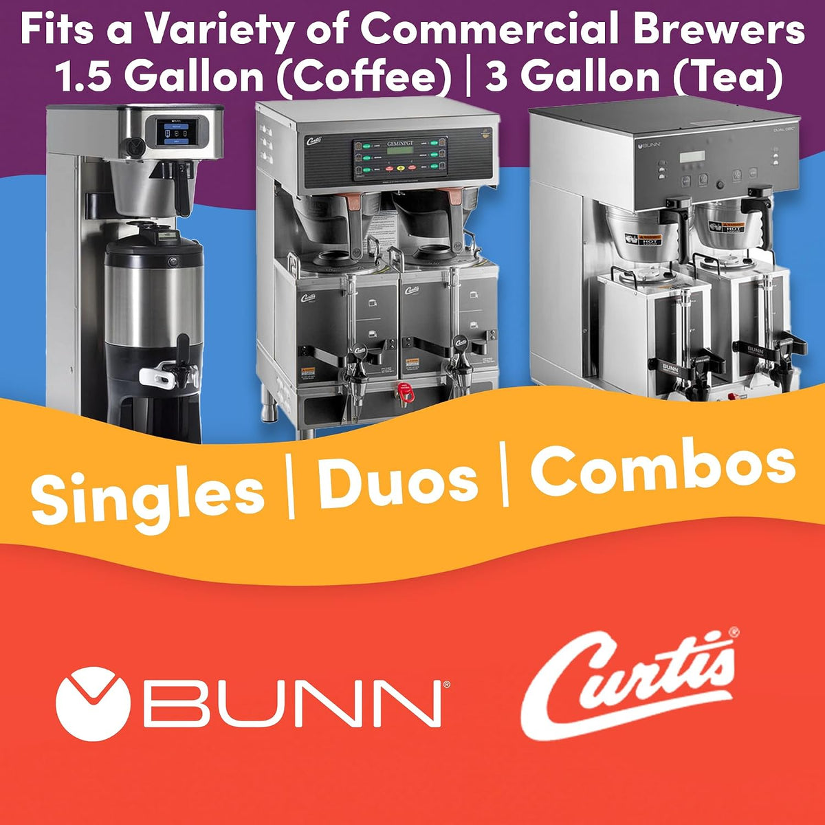 Commercial Coffee Filters, 13 x 5 Brew Basket Size, 12.5 x 4.5 Filter Paper, Fits BUNN, Fetco & Curtis 1.5-3 Gallon Brewers, Tall Wall No Overflow, 250 Count