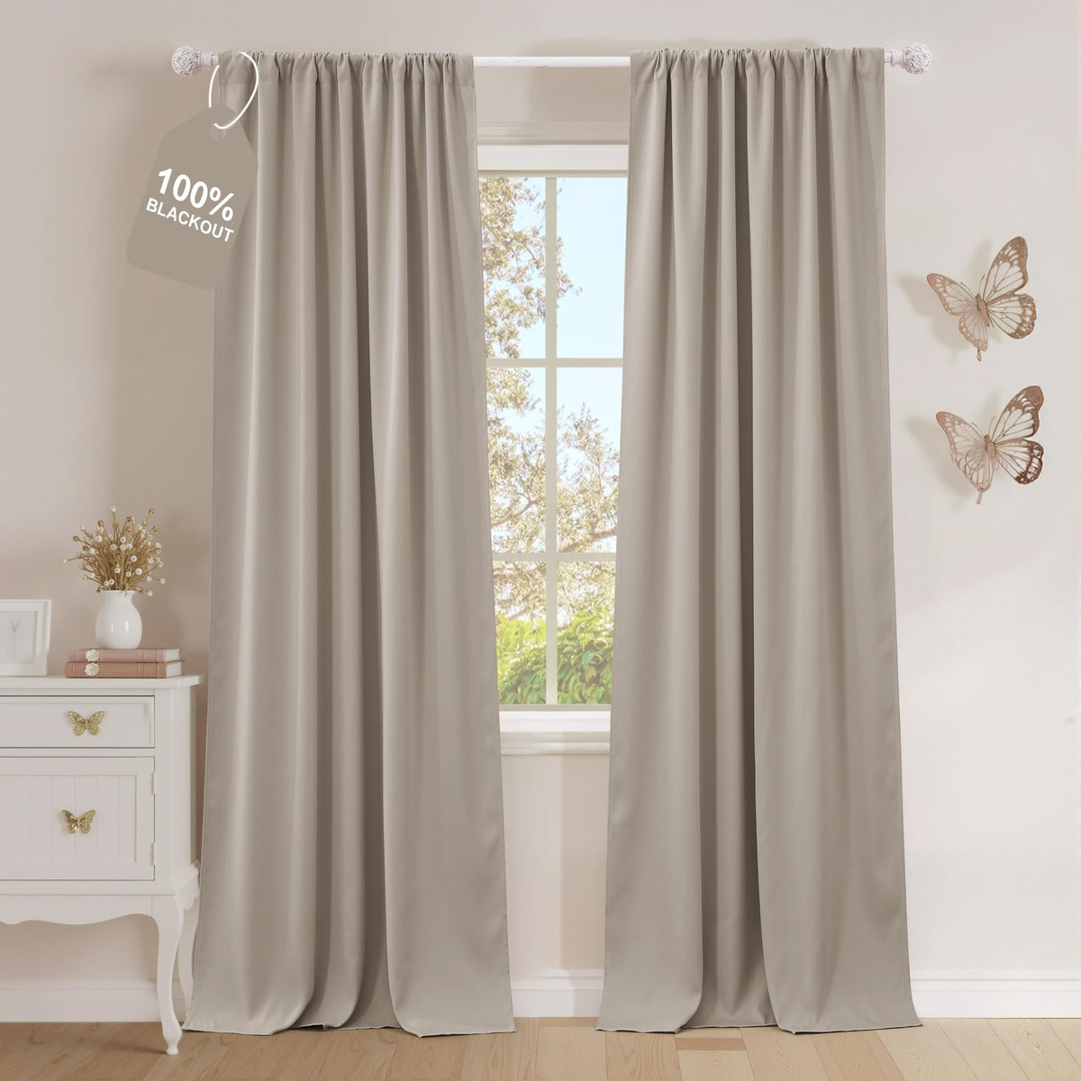 NICETOWN 100% Black Out Kitchen Curtains 36 Inch Length, W52xL36, 2 Panels