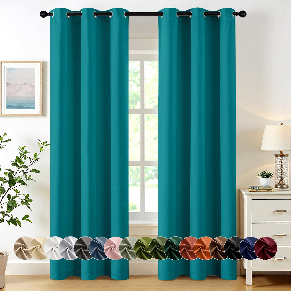 MIULEE Blackout Curtains for Bedroom 2 Panels 40 x 63 Inch Long Black