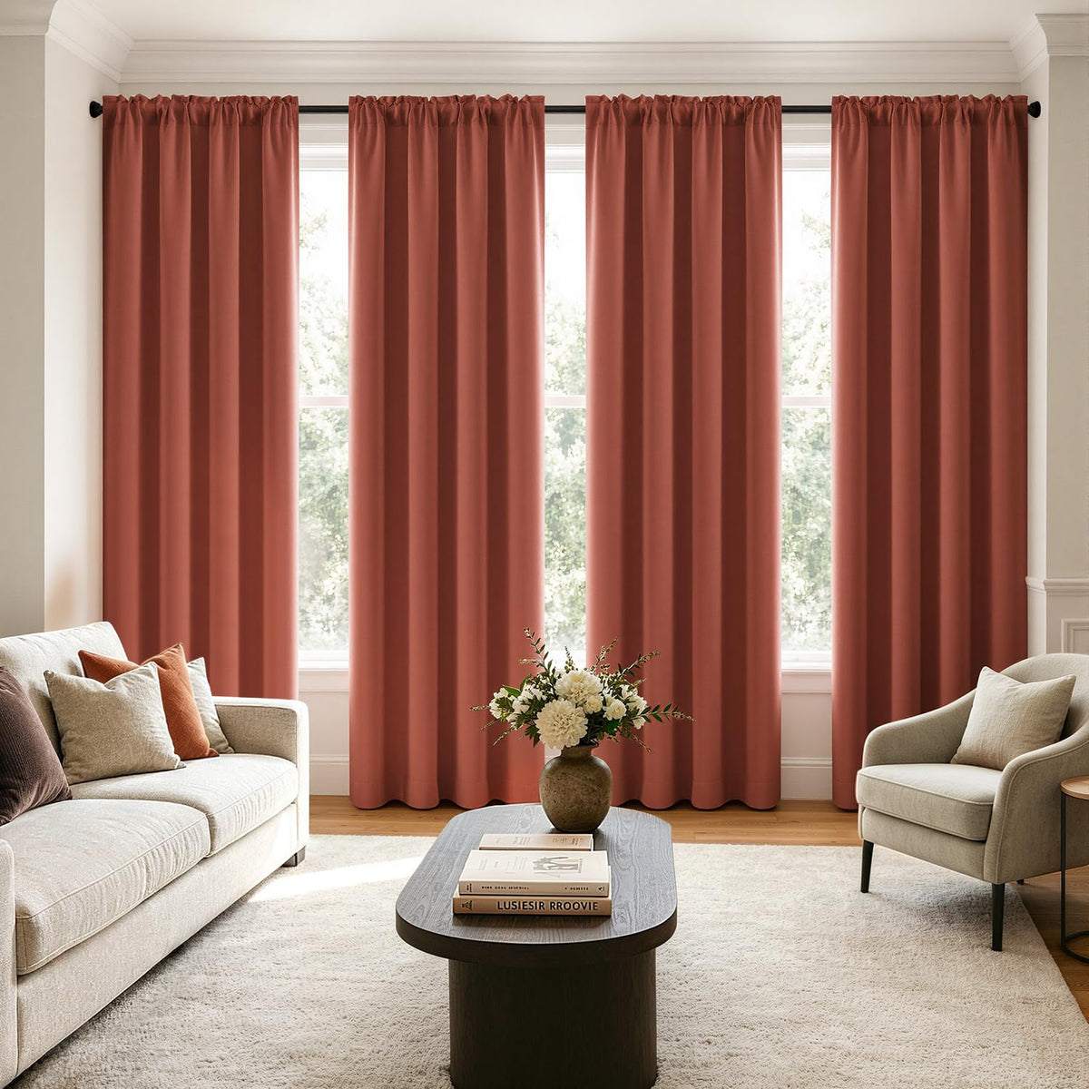 MIULEE Short 36 Inch Blackout Kitchen Window Curtain Black Set of 4 Panels