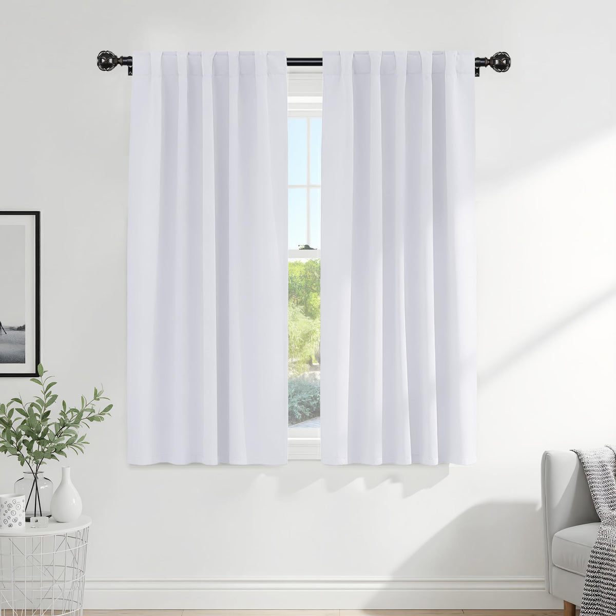 PONY DANCE Black Kitchen Blackout Curtains Over Sink, W 42 x L 45 inches
