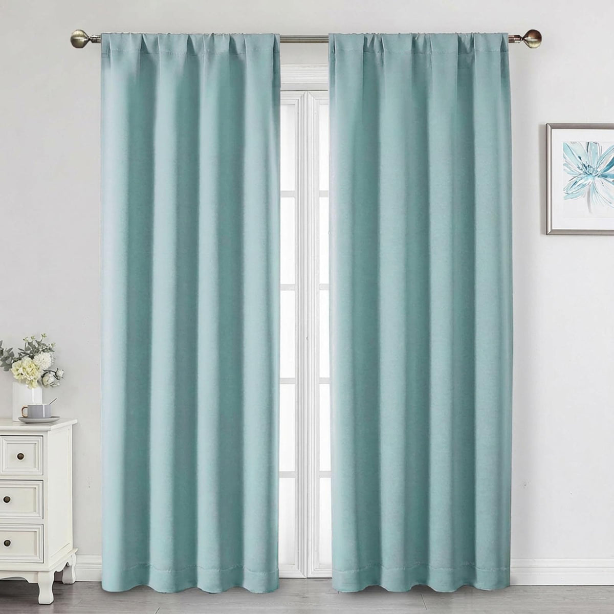 Black Cafe Blackout Curtains 36 Inch Length 2 Panels Set, Soft Solid Thermal Insulated Room Darkening Small Window Curtains for Kitchen Bathroom Basement, Black, Each, 40" Wx36 L