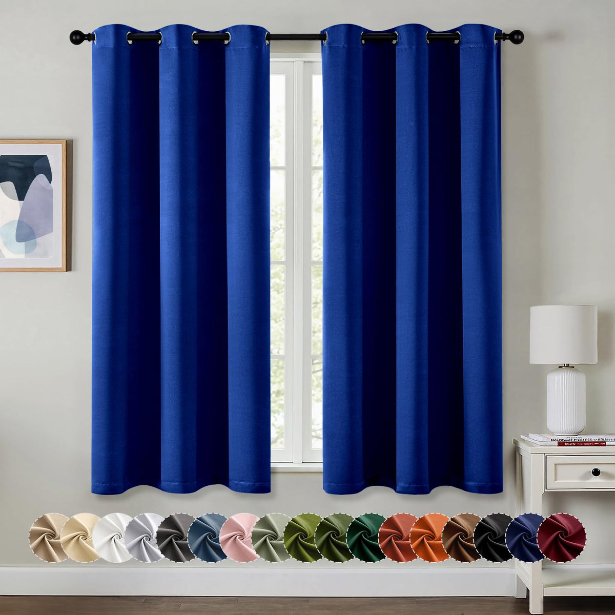MIULEE Blackout Curtains for Bedroom 2 Panels 40 x 63 Inch Long Black