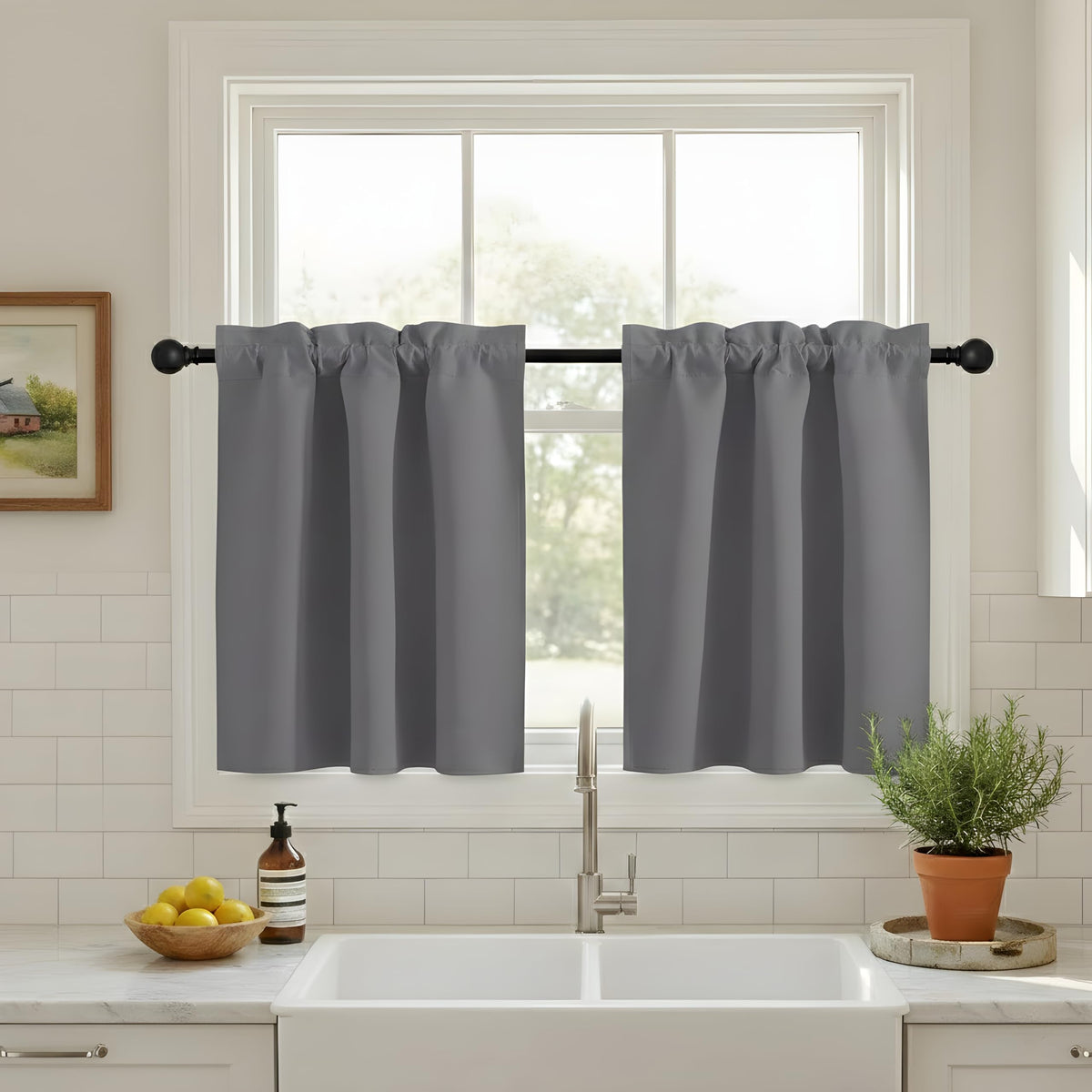 NICETOWN Burgundy Swag Curtains for Kitchen Over Sink 36 x 63 inches Long