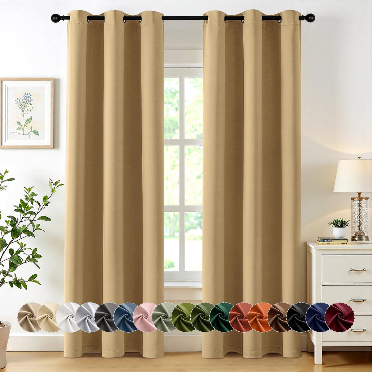MIULEE Blackout Curtains for Bedroom 2 Panels 40 x 63 Inch Long Black