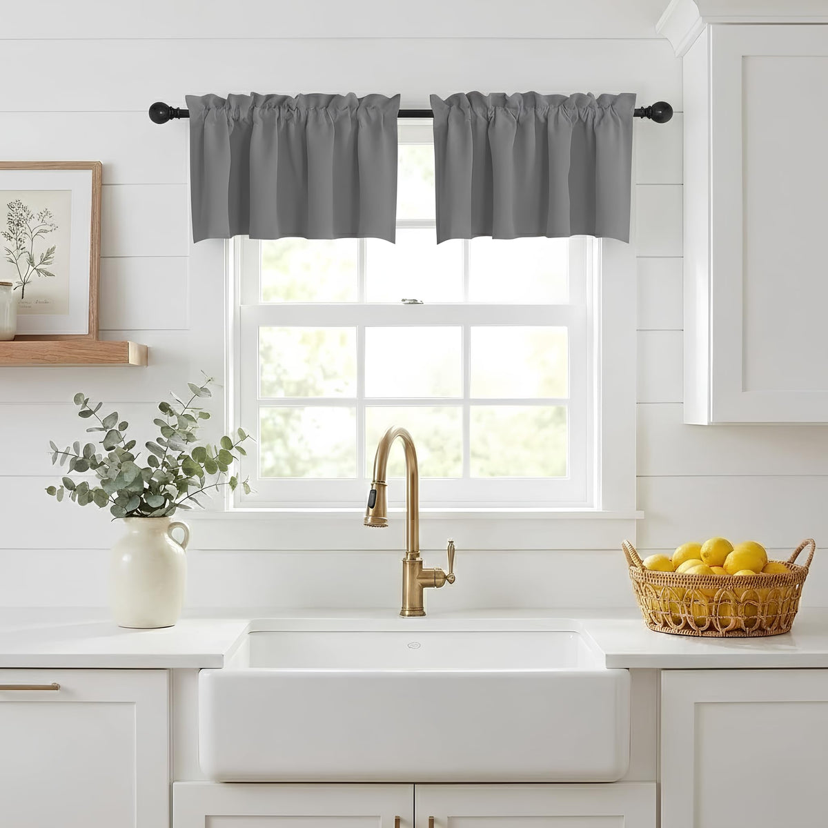 NICETOWN Burgundy Swag Curtains for Kitchen Over Sink 36 x 63 inches Long