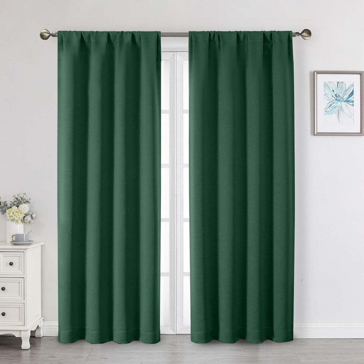 Black Cafe Blackout Curtains 36 Inch Length 2 Panels Set, Soft Solid Thermal Insulated Room Darkening Small Window Curtains for Kitchen Bathroom Basement, Black, Each, 40" Wx36 L
