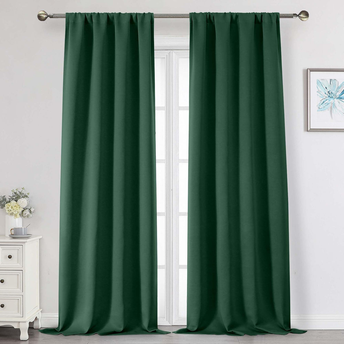 Black Cafe Blackout Curtains 36 Inch Length 2 Panels Set, Soft Solid Thermal Insulated Room Darkening Small Window Curtains for Kitchen Bathroom Basement, Black, Each, 40" Wx36 L