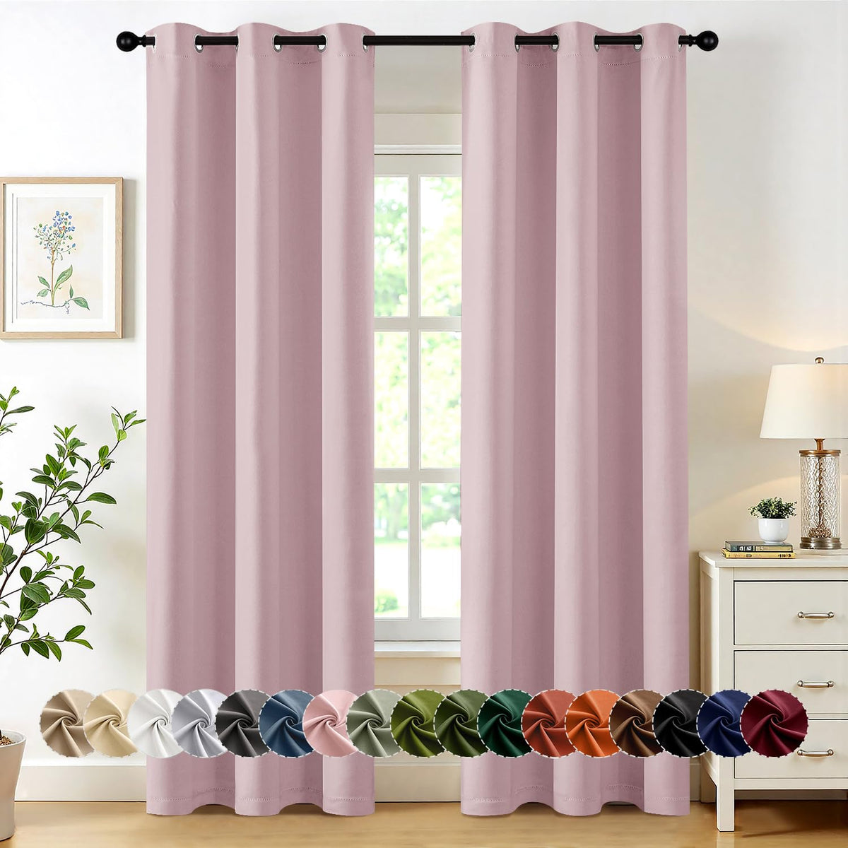 MIULEE Blackout Curtains for Bedroom 2 Panels 40 x 63 Inch Long Black