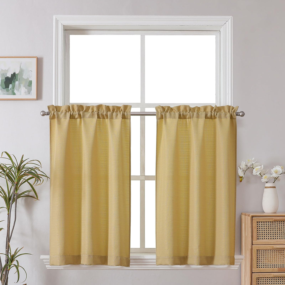 Chyhomenyc 2 Panels White Kitchen Curtains 36 Inch Length Tier Curtain