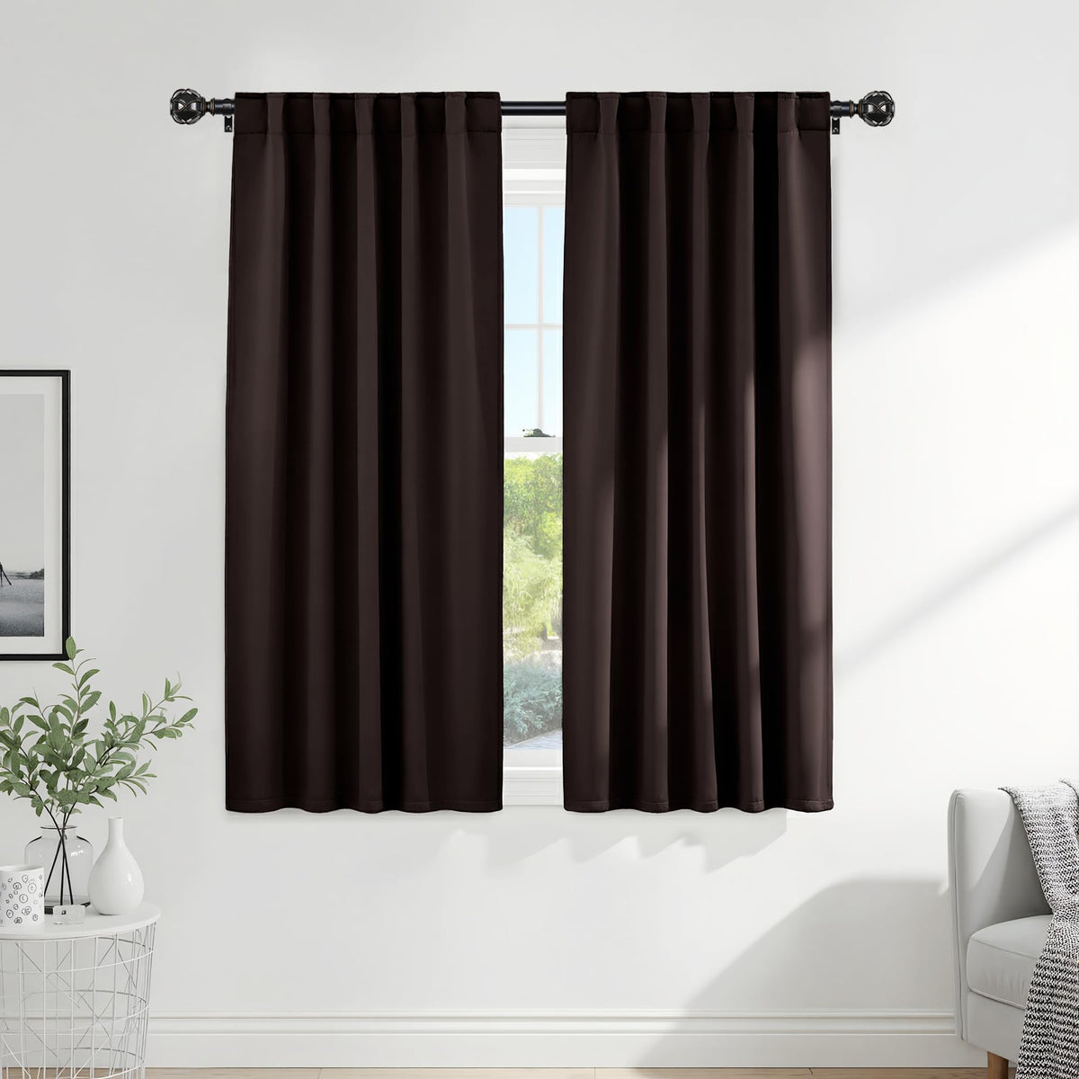 PONY DANCE Black Kitchen Blackout Curtains Over Sink, W 42 x L 45 inches