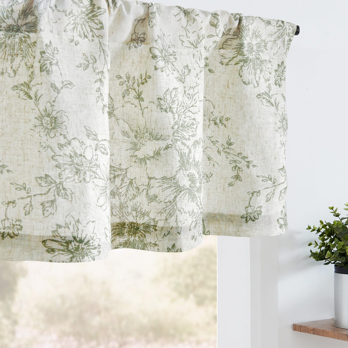 jinchan Linen Kitchen Valance with Lined Floral Valance Curtain 16 Inch Farmhouse Red Peony Flower Printed Curtain for Windows Living Room French Retro Patterned Rod Pocket 1 Panel Red on Beige