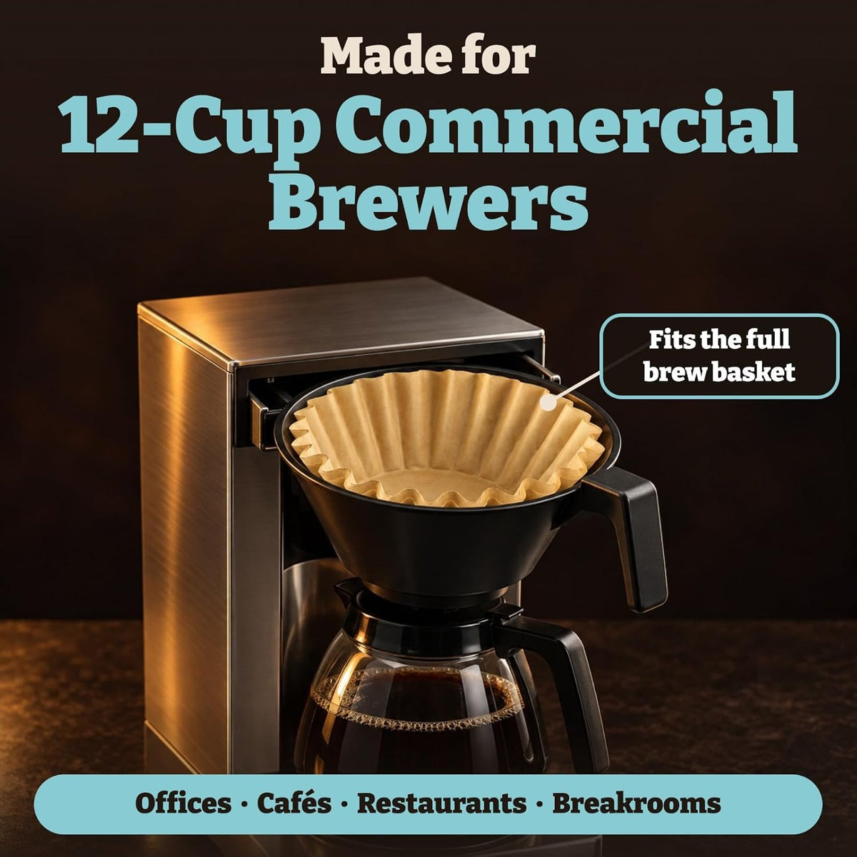 12 Cup Commercial Basket Coffee Filter (Natural Unbleached, 100)