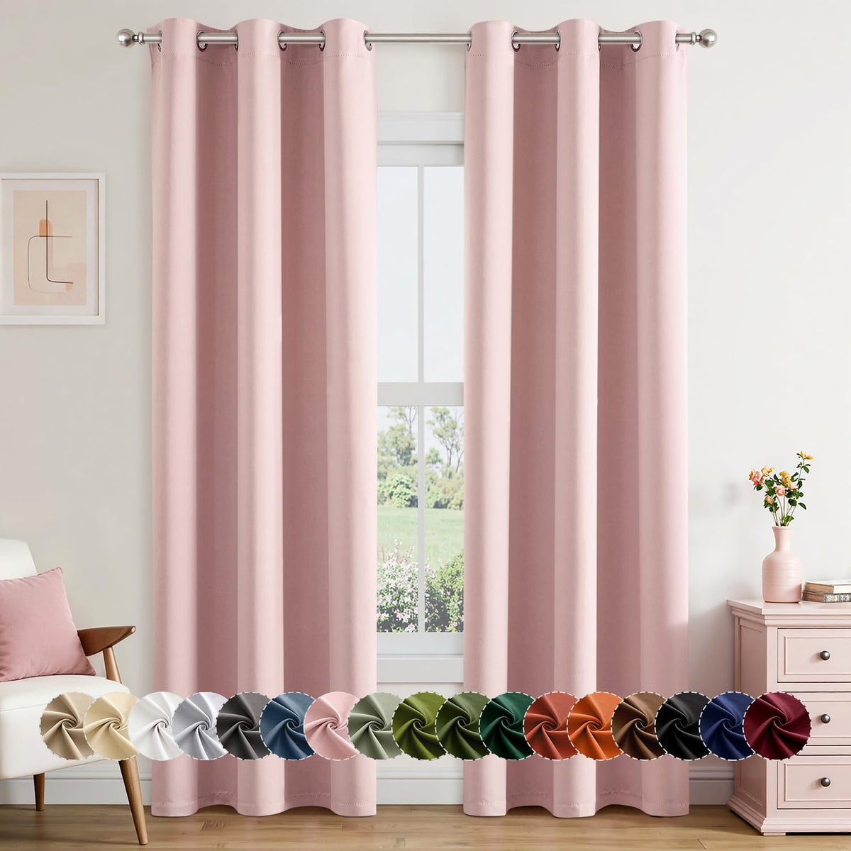 MIULEE Blackout Curtains for Bedroom 2 Panels 40 x 63 Inch Long Black