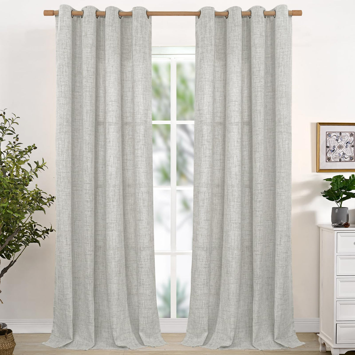 YoungsTex Linen Kitchen Window Curtains 40 Inch Length 2 Panels