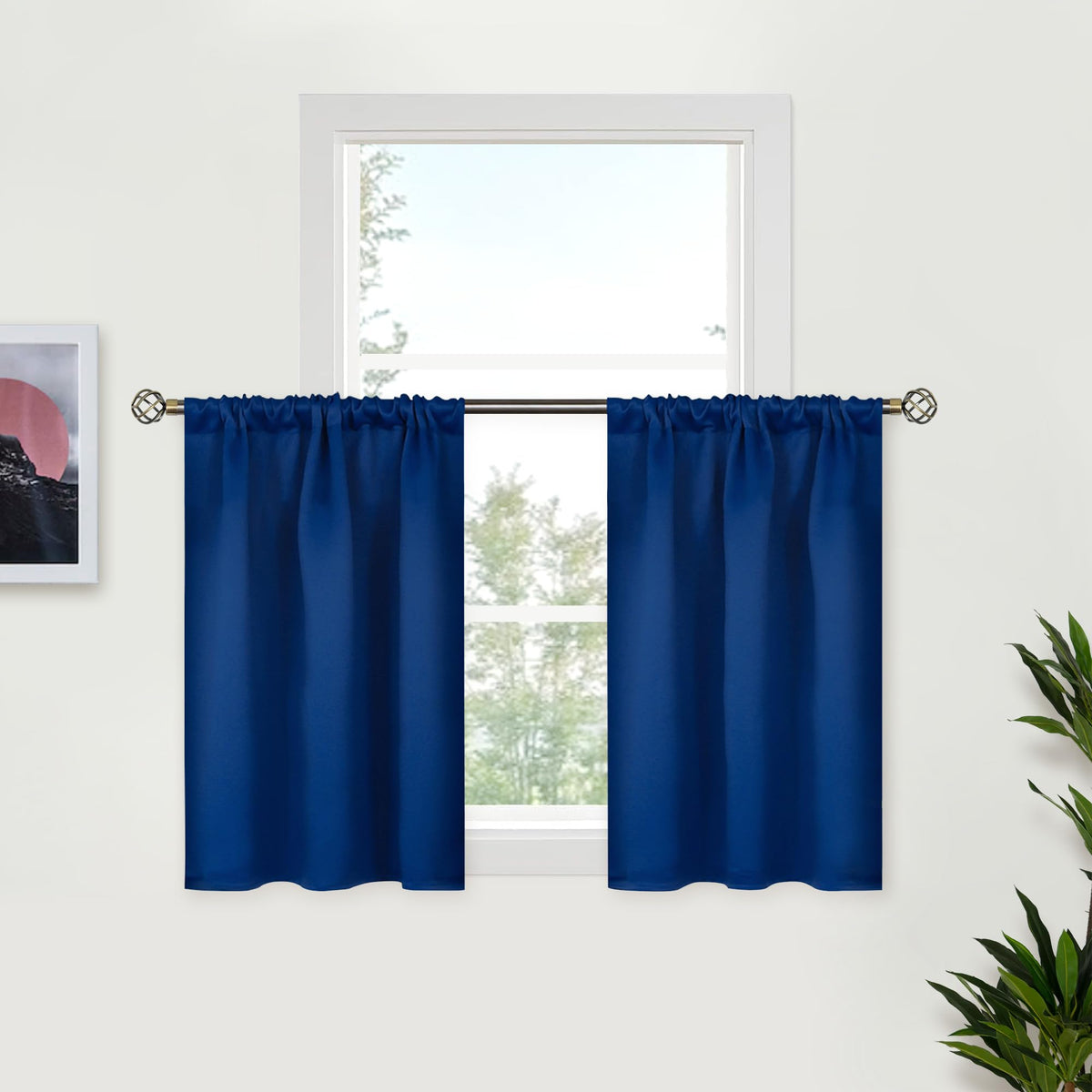 BGment Black Blackout Curtains 40 Inches Long for Kitchen Window 2 Panels