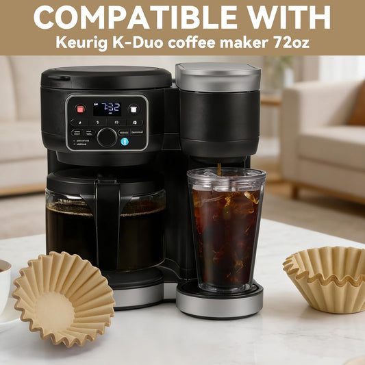 Paper Coffee Filters for Keurig Duo Coffee Maker 72oz, Deep Bowl Design