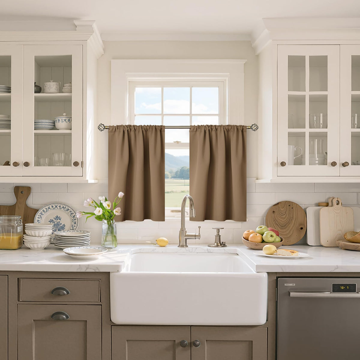 BGment Black Blackout Curtains 40 Inches Long for Kitchen Window 2 Panels
