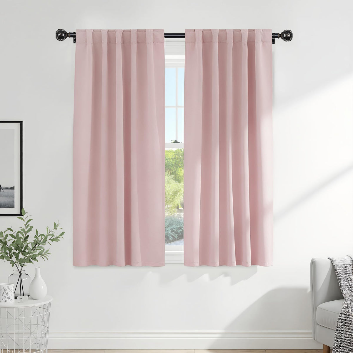 PONY DANCE Black Kitchen Blackout Curtains Over Sink, W 42 x L 45 inches