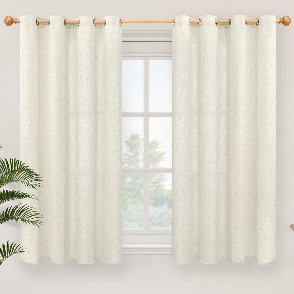 YoungsTex Linen Kitchen Window Curtains 40 Inch Length 2 Panels