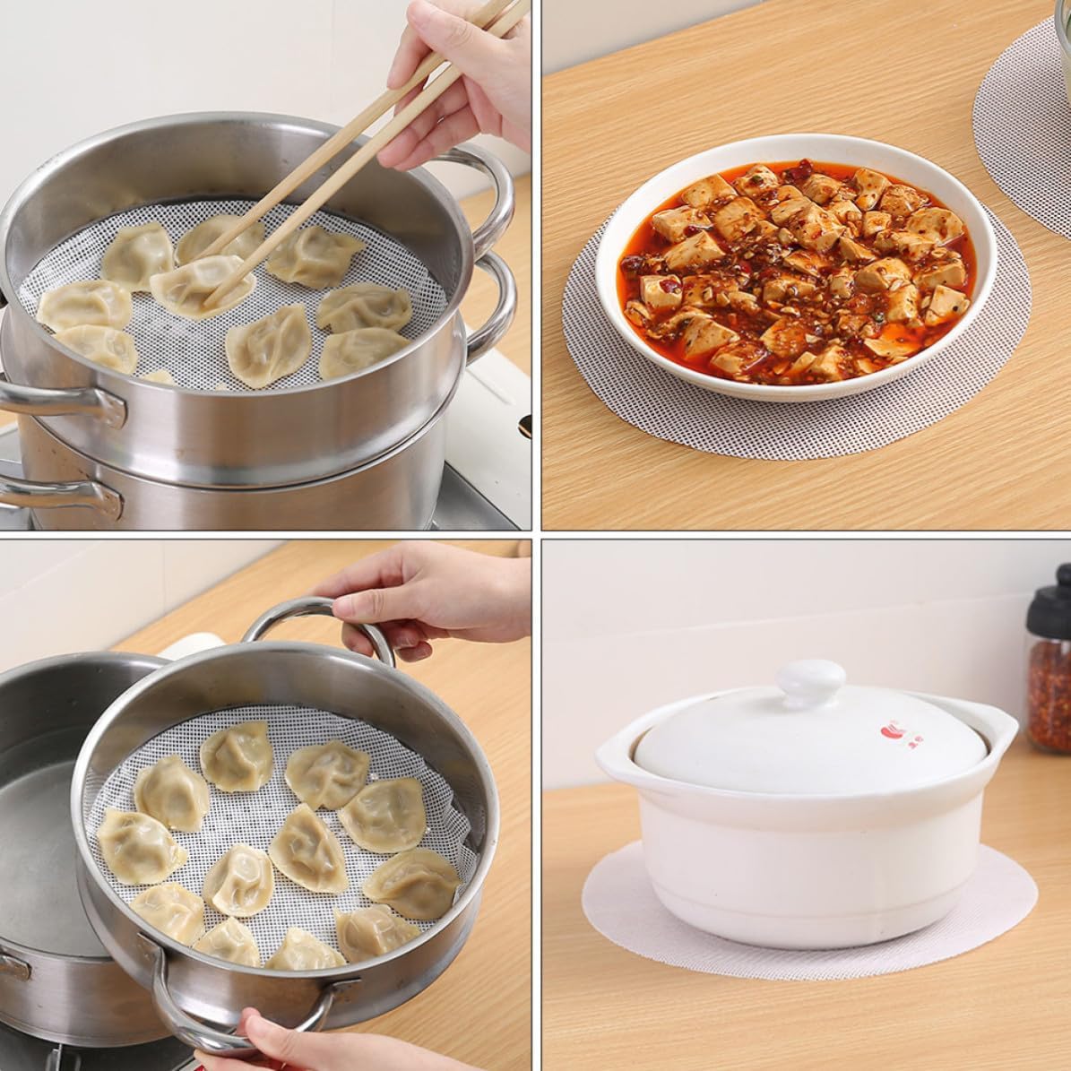 5pcs round Silicone Steamer Mats Reusable Liner for Dumplings