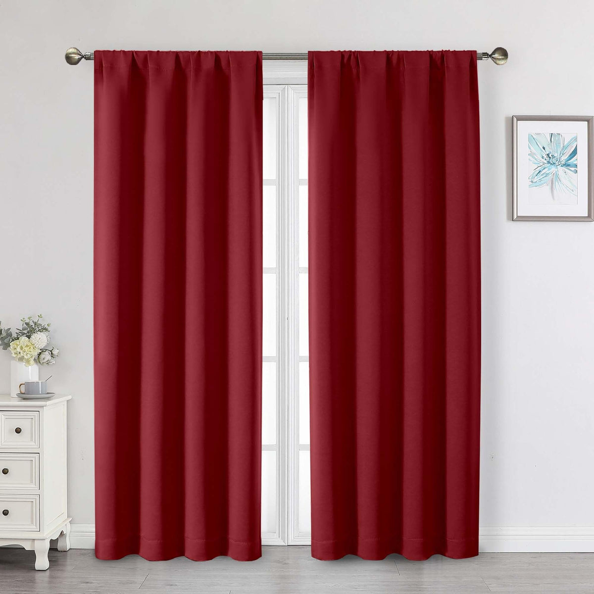 Black Cafe Blackout Curtains 36 Inch Length 2 Panels Set, Soft Solid Thermal Insulated Room Darkening Small Window Curtains for Kitchen Bathroom Basement, Black, Each, 40" Wx36 L
