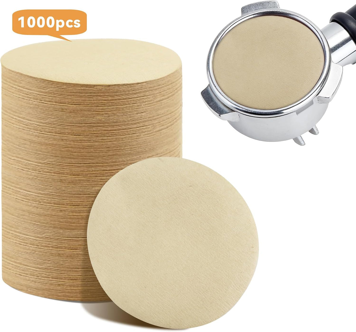 1000 Pcs 51mm Unbleached Espresso Filter for Espresso Coffee Maker