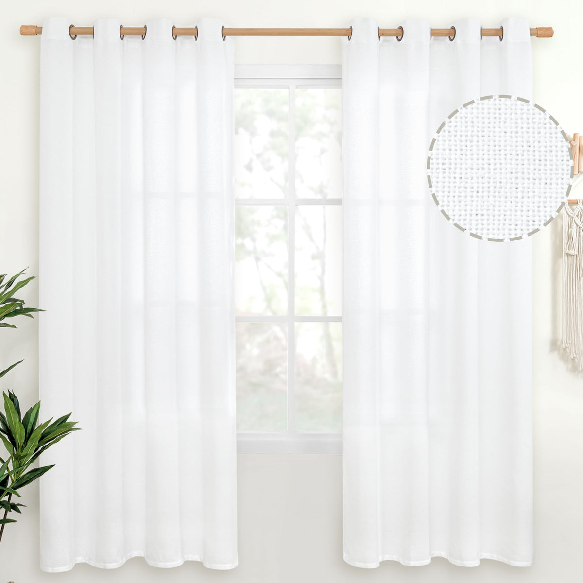 YoungsTex Linen Kitchen Window Curtains 40 Inch Length 2 Panels