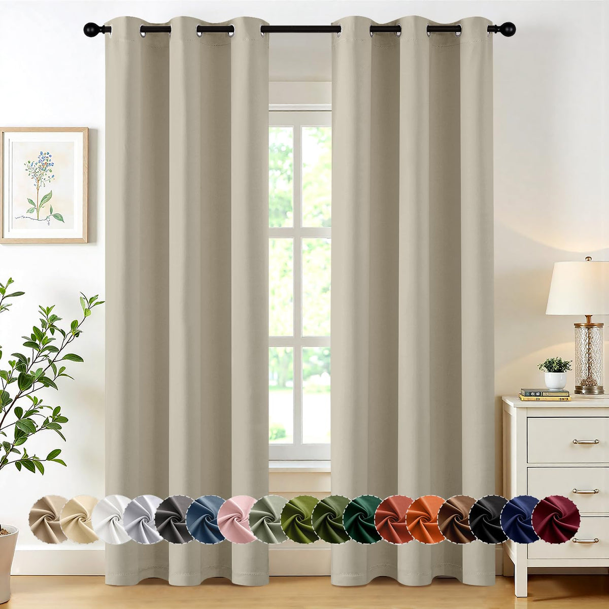 MIULEE Blackout Curtains for Bedroom 2 Panels 40 x 63 Inch Long Black