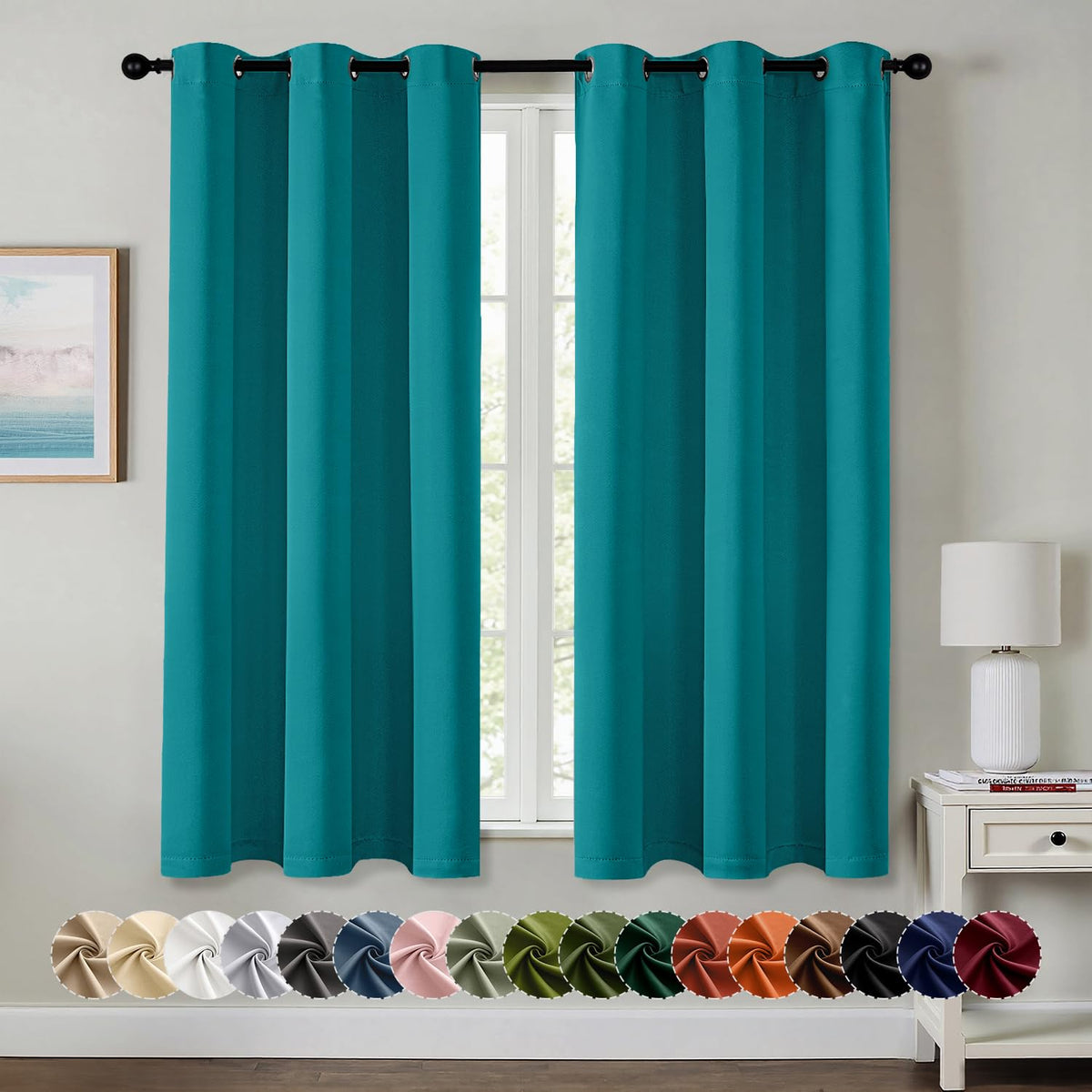 MIULEE Blackout Curtains for Bedroom 2 Panels 40 x 63 Inch Long Black