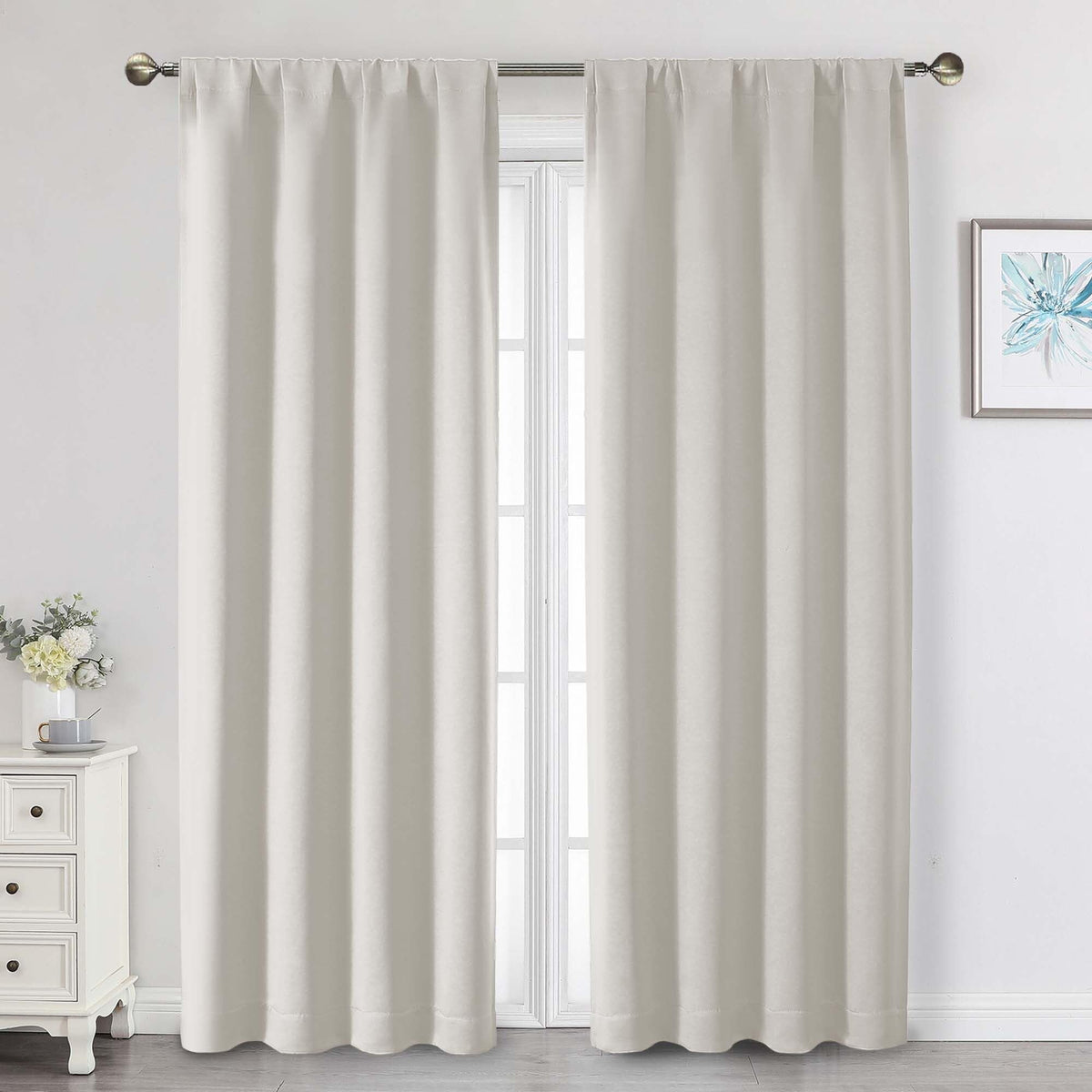 Black Cafe Blackout Curtains 36 Inch Length 2 Panels Set, Soft Solid Thermal Insulated Room Darkening Small Window Curtains for Kitchen Bathroom Basement, Black, Each, 40" Wx36 L
