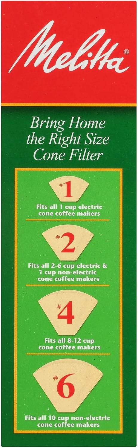 Melitta 622752 #2 Natural Brown Cone Coffee Filters 100 Count (2pack)