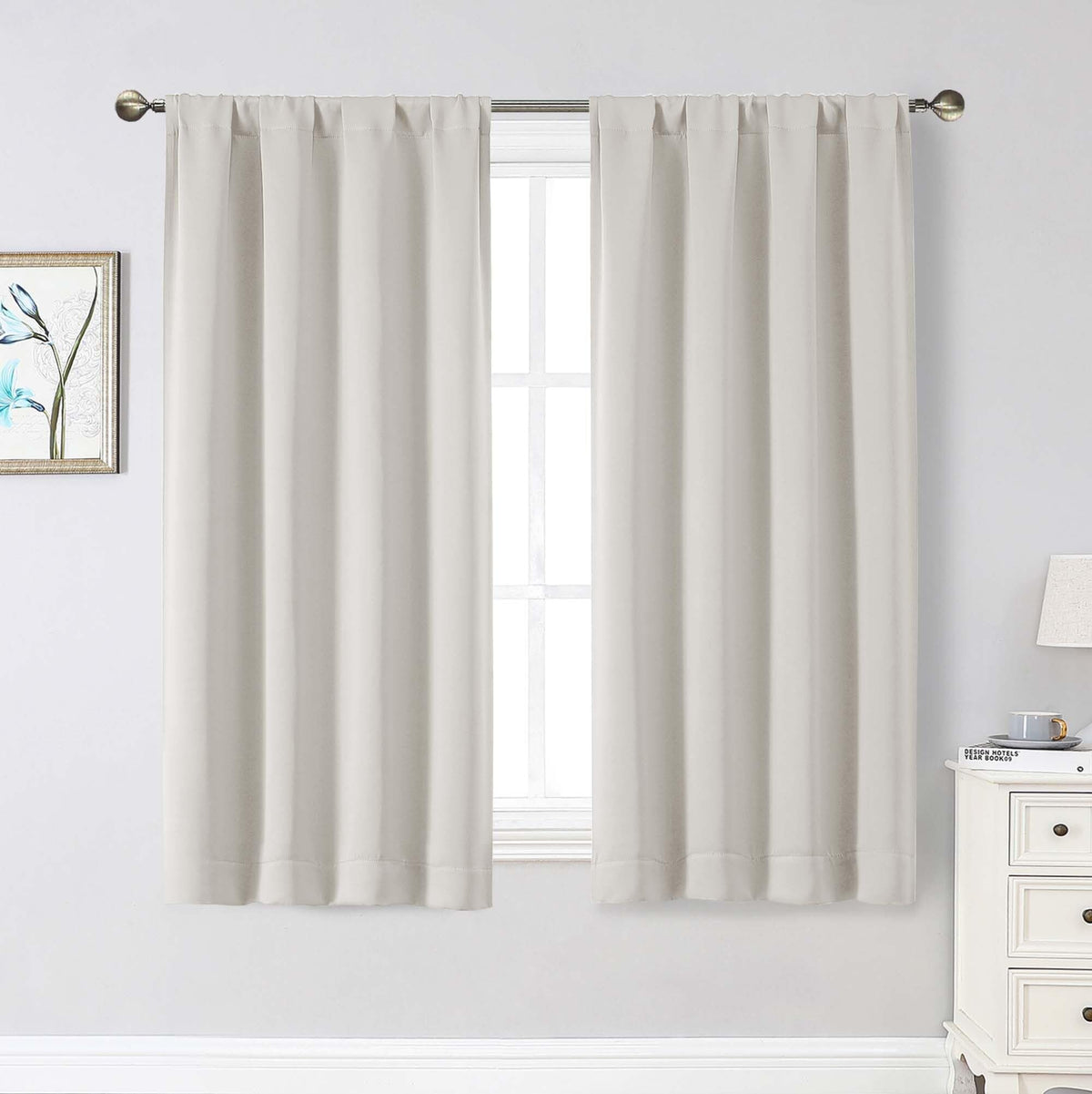 Black Cafe Blackout Curtains 36 Inch Length 2 Panels Set, Soft Solid Thermal Insulated Room Darkening Small Window Curtains for Kitchen Bathroom Basement, Black, Each, 40" Wx36 L