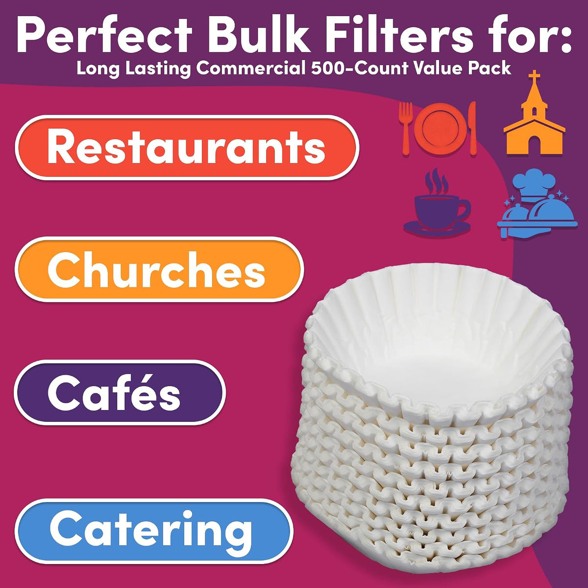 12 Cup Commercial Coffee Filters (9.5” x 4.5”) for 12-Cup BUNN, Fetco & Curtis Coffee Machines – Tall Walls, No Ground Overflow – Premium Filters for Businesses (Bulk Pack)
