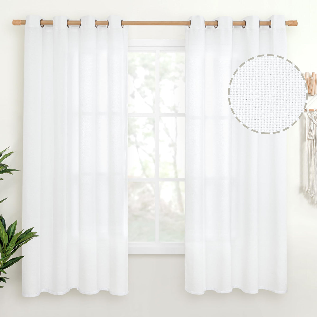 YoungsTex Linen Kitchen Window Curtains 40 Inch Length 2 Panels
