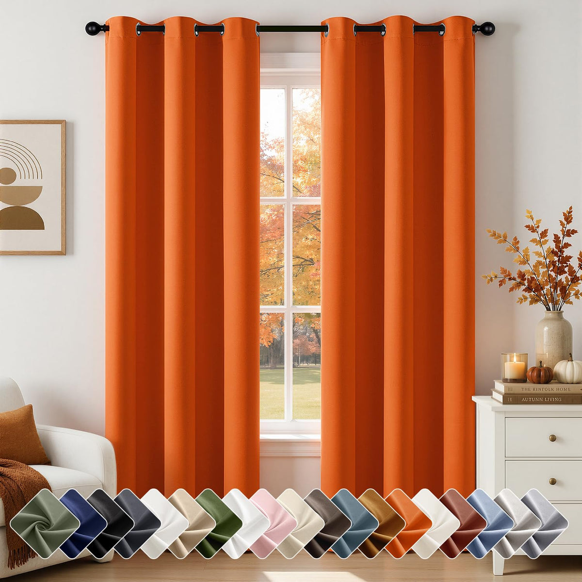 Short Navy Blue Blackout Kitchen Curtain W40 x L45 Inch 2 Panels