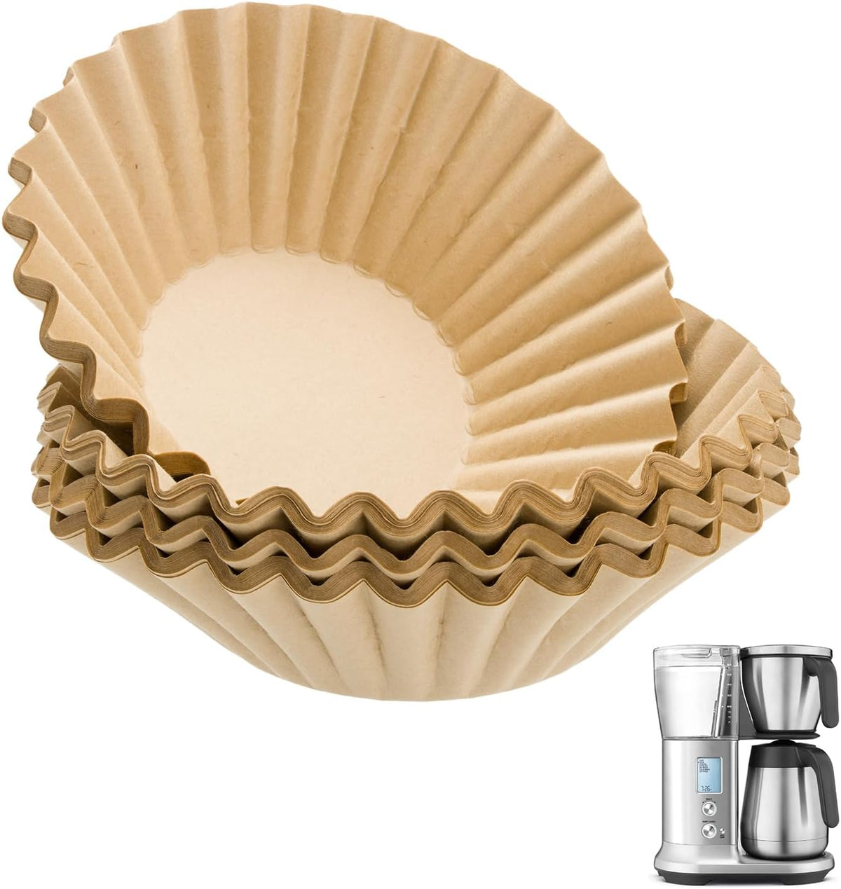 100 PCS Coffee Filters Compatible with Breville, Extra Large Basket Coffee Filters, Unbleached Disposable Paper, Smooth Brew Extraction, Will Not Tear or Clog, Ideal for Home Brewing
