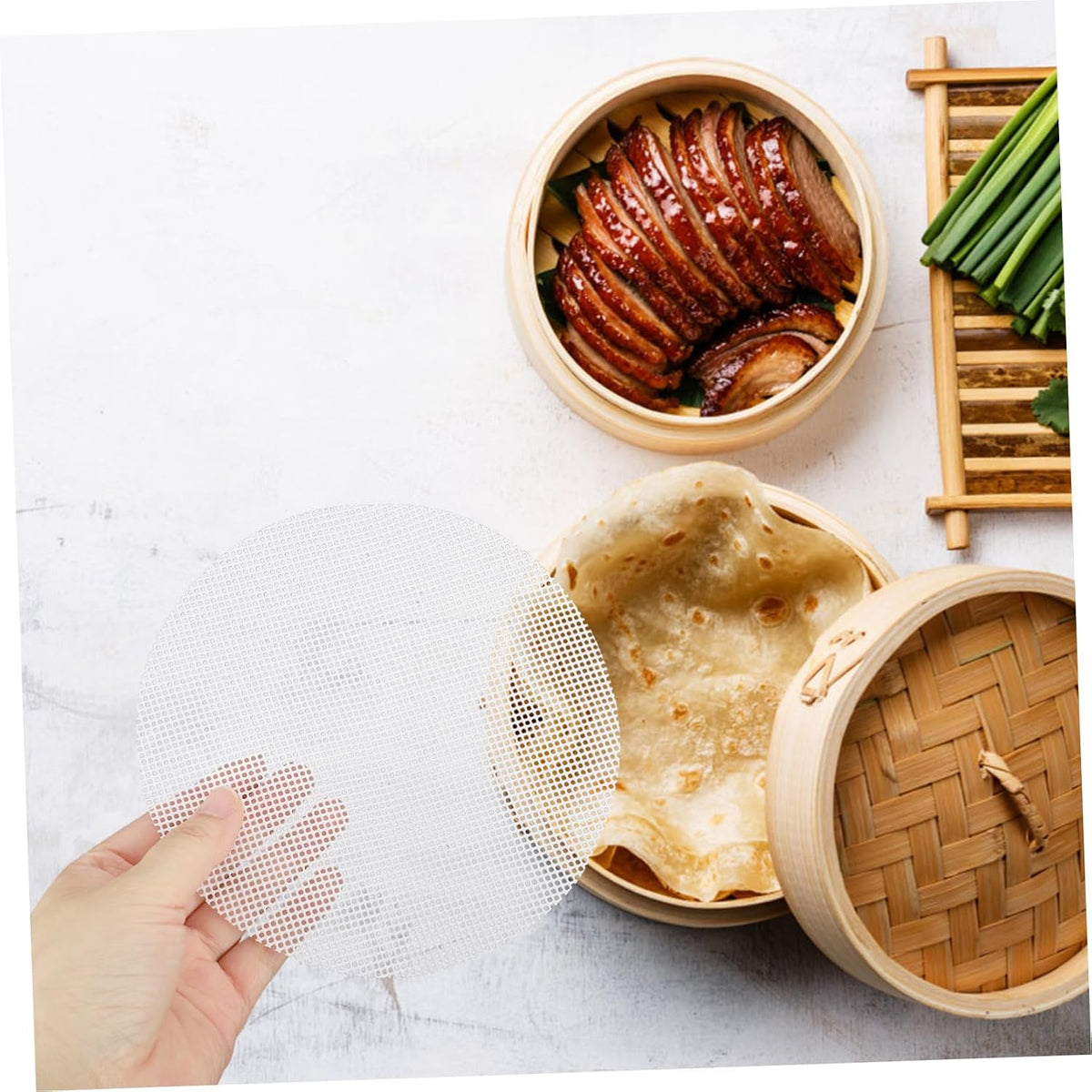 LABRIMP 10pcs Food-grade Silicone Steamer Mats Reusable Round Dumpling Pads for Steamed Buns for Dim Sum and Steaming Tub Use