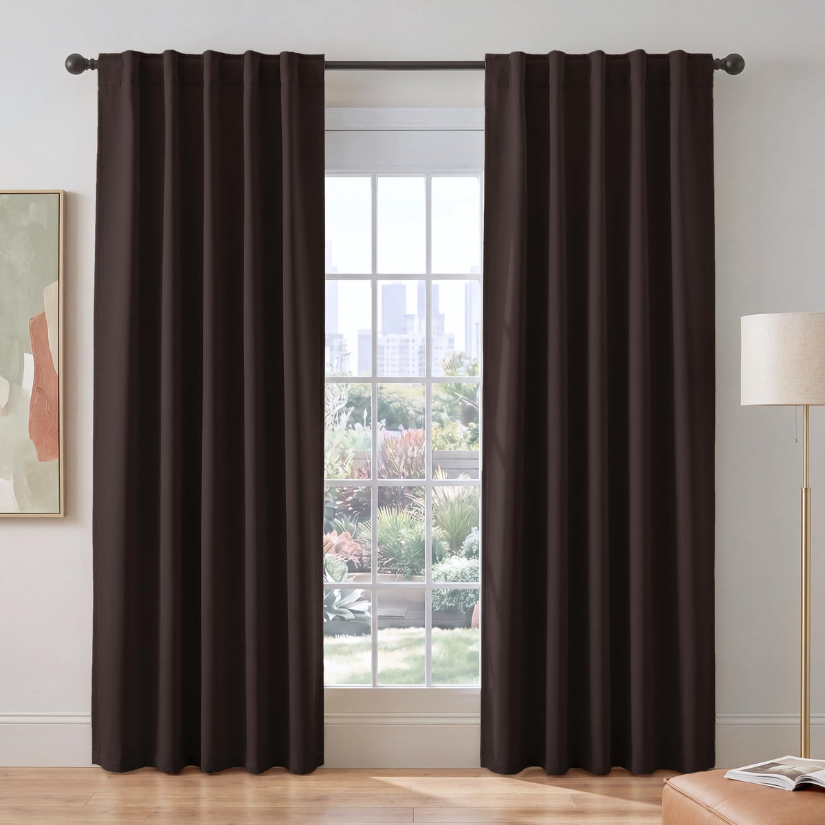 PONY DANCE Black Kitchen Blackout Curtains Over Sink, W 42 x L 45 inches