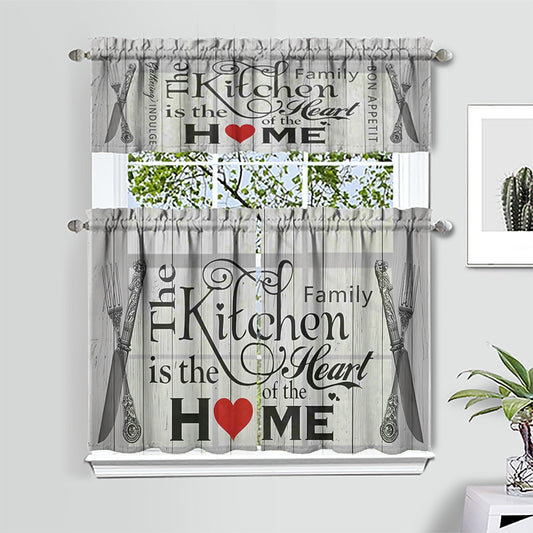 Kitchen Rules Curtains Valances and Tiers Set for Windows,Love Home Vintage Bathroom Window Curtain Valance 3 Piece Sets,Kitchen Decor for Living Room,54"x 36"