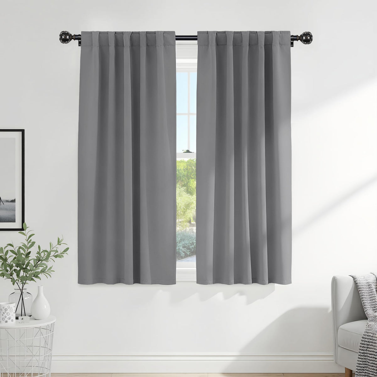 PONY DANCE Black Kitchen Blackout Curtains Over Sink, W 42 x L 45 inches