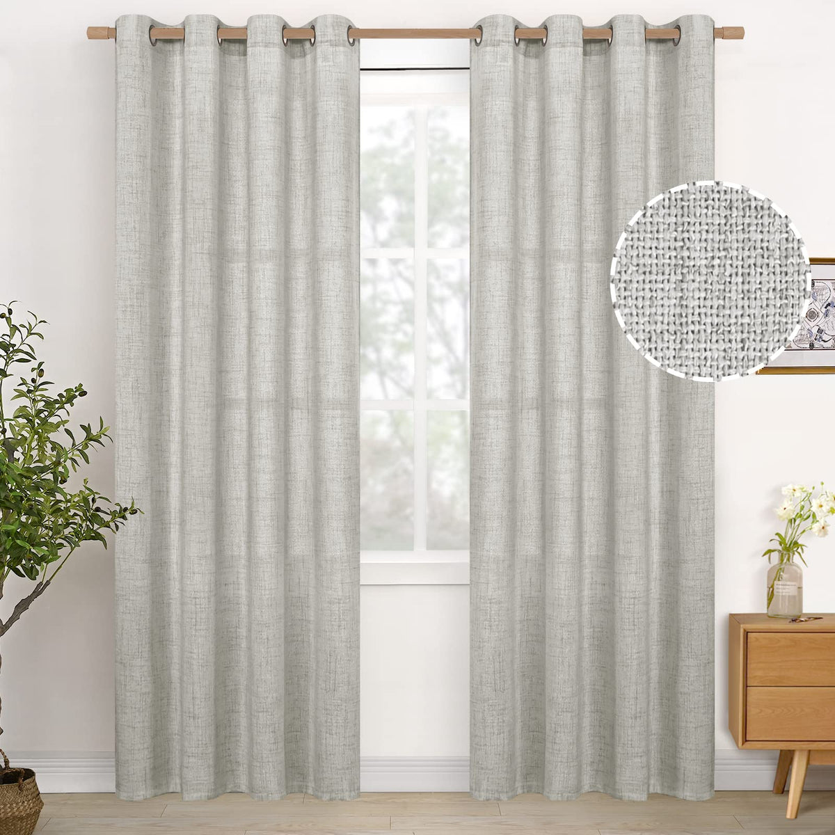 YoungsTex Linen Kitchen Window Curtains 40 Inch Length 2 Panels